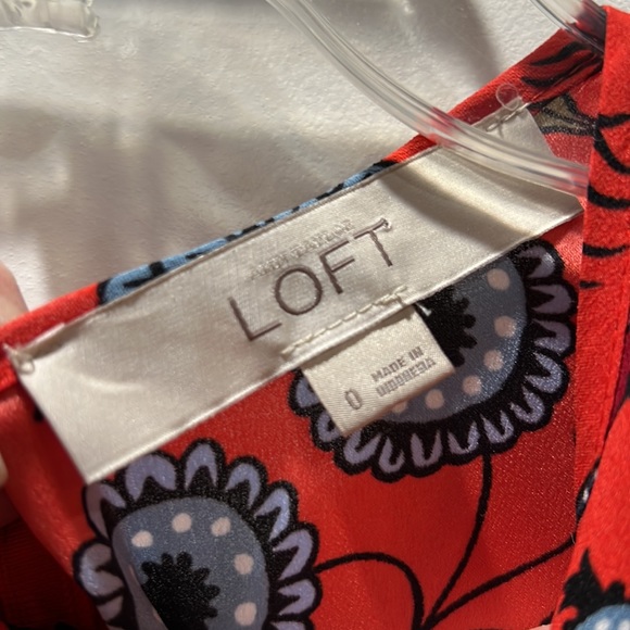 Ann Taylor Loft Primavera Tamale Red Floral Long Sleeve Dress - Picture 8 of 9